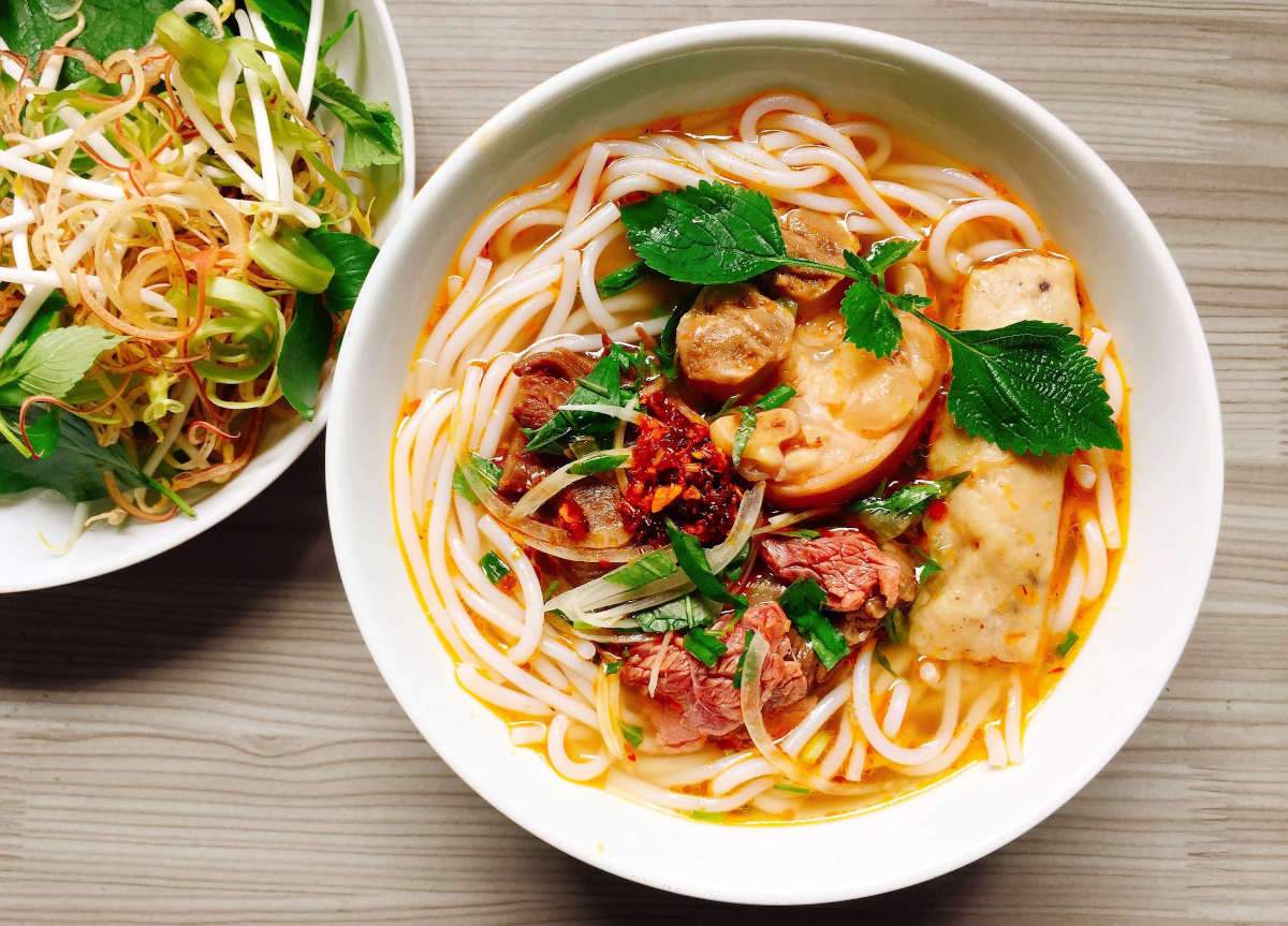 Instant noodles with oregano in a white bowl