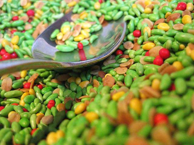 Green mukhwas mouth freshener with a spoon