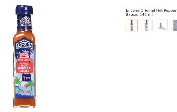 Encona WI Hot Pepper Sauce Original 142ml