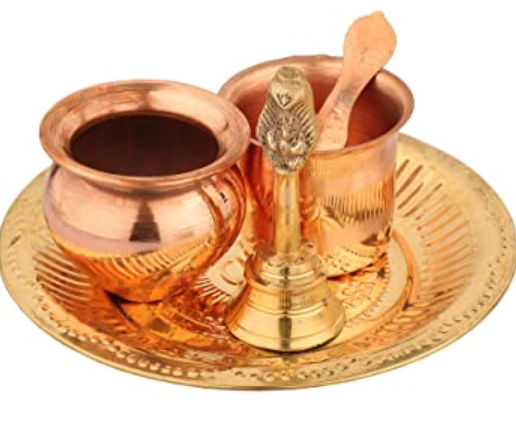 Pooja Thali 5pc-thali 2xbowl spoon lota Bajaj